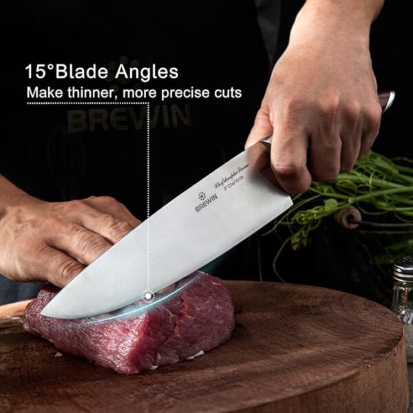 Brewin CHEFILOSOPHI Japanese Chef Knife Set 5 PCS with Elegant Red Pakkawood Handle Ergonomic Design,Professional Ultra Sharp Kitchen Knives for Cooking High Carbon Stainless Steel - Image 5
