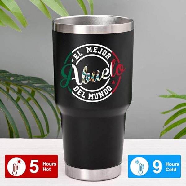 Lifecapido Abuelo Gifts, El Mejor Abuelo Del Mundo 30oz Abuelo Fathers Day Gift Insulated Tumbler, Birthday Christmas Father's Day Gifts for Grandpa Pop Pop Grandfather, Black - Image 6