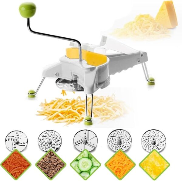 IBILI Mouli Rotary Cheese Grater 5-in-1 with Hand Crank | Made in Spain | Mandoline Slicer Vegetable Chopper for Parmesan Cheese, Nuts & Fruits | Includes 5 Stainless Steel Interchangeable Blades - Image 2