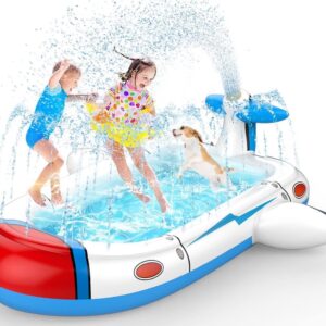 Kiddie Pool for Toddlers, Splash Pad for Kids Ages 4-8, 68" Inflatable 3-in-1 Swimming Pool for Kids, Backyard and Outside Sprinkler Play Mat Wading Pool for 3 4 5 6 Year Old Kids