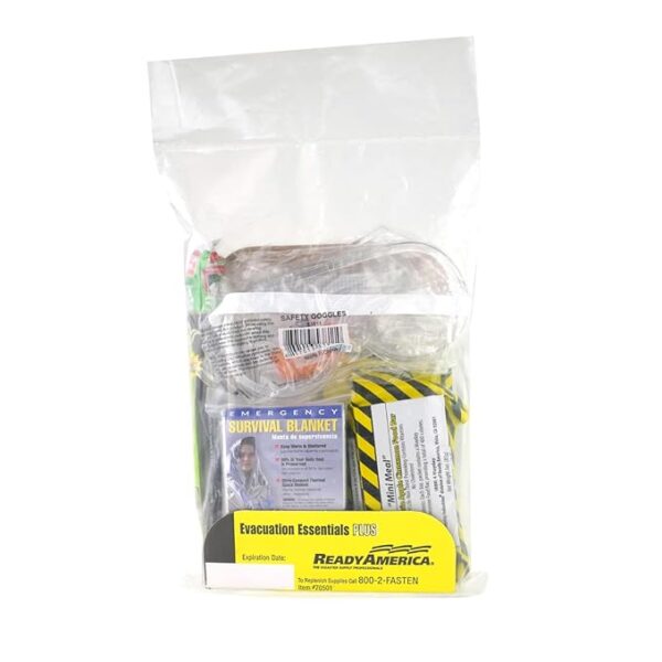 QuakeHOLD! Evacuation Essentials Plus Kit, Earthquake, Fire, Flood, Hurricane, Bug Out Bag, 5-Year Food, 5-Year Water, Emergency Preparedness Kit, Compact Survival Bag For Office, Home, Car, 1 Pack