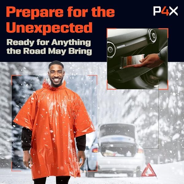 PREPARED4X Emergency Poncho and Mylar Blanket Liner - Waterproof, Wind-Resistant Outdoor Rain Poncho for Camping, Emergencies - Image 6