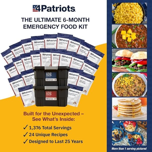4Patriots 6-Month Survival Food Kit: Emergency Food Supply Designed to Last 25 Years, 1,376 Servings - Image 3