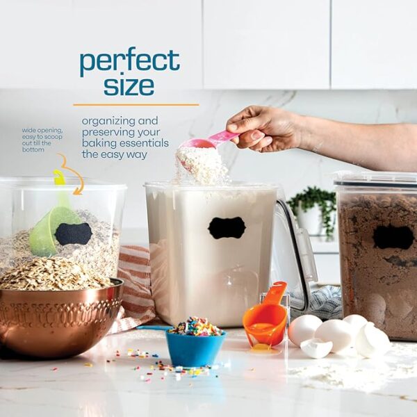 Flour Sugar Storage Containers (5.3L/4pk) Great Rice Canisters Sets For The Kitchen pantry, Large Food Storage Containers With Lids Airtight - Image 5