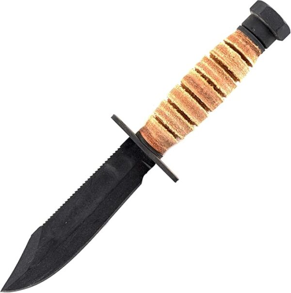 Ontario Knife Company 499 Air Force Survival Knife 5" Sawback Blade with False Top Edge and Blood Grooves, Natural Leather Handle and Sheath - 6150 (Color May Vary),Black - Image 5
