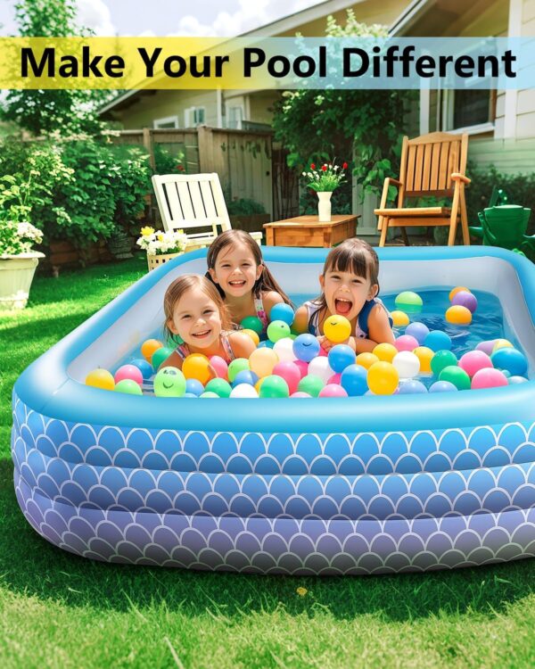2025 Upgrade Inflatable Pool for Kids and Adults-120"*72"*22" Full-Sized Inflatable Swimming Pool Leakproof Blow Up Above Ground for Backyard Outdoor Garden Summer Water Party Pink - Image 5