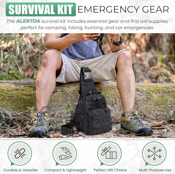 Survival Kit - All-in-One Survival Gear and Supplies for Camping, Hiking, Hunting, and Car Emergencies - Essential Tools, Great Gift for Men, Fathers, Boyfriends, Boys, Dads and Scouts - Image 3