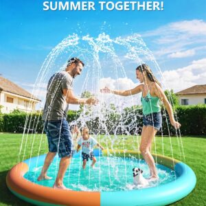Non-Slip Splash Pad 67" Extra Large Sprinkler for Kids & Dogs Outdoor Inflatable Water Toys for Water Pad Back Yard Water Play for Pet Dog
