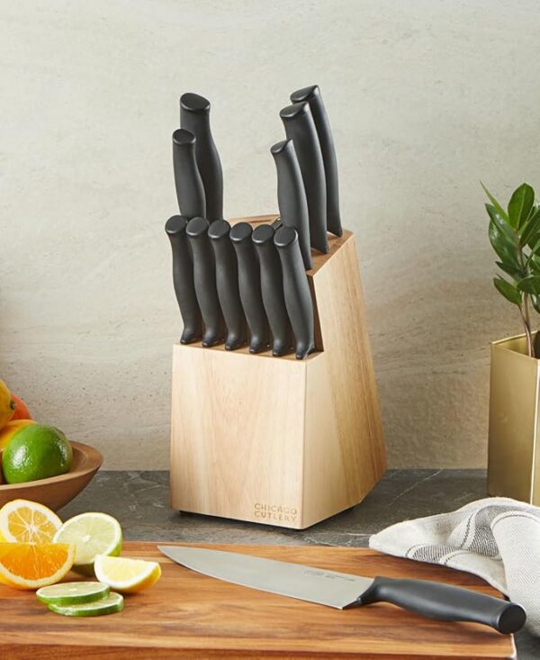 Chicago Cutlery Belmont (13-PC) Kitchen Knife Block Set with Steak Knives and Wooden Block, Polymer Ergonomic Handles and Sharp Stainless Steel Professional Chef Knife Set - Image 3