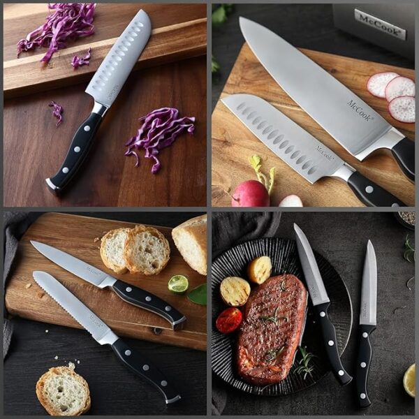 McCookÂ® Knife Sets,German Stainless Steel Kitchen Knife Block Set with Built-in Sharpener - Image 6