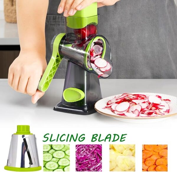 Cheese Grater Rotary Cheese Grater,Versatile Cheese Shredder,Blades for Shredding, Grating, Slicing,Cheese Shredder with Suction Base and Cleaning Brush Kitchen Gift (green) - Image 3
