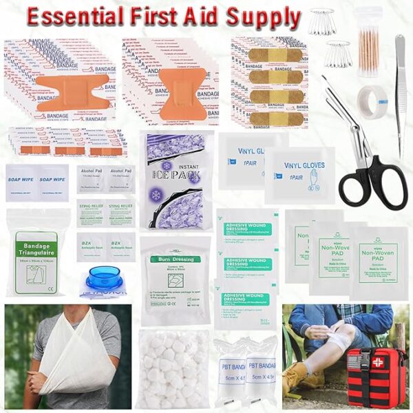 Emergency First Aid Kit - 282 Piece Premium Survival Gear Essentials Supplies for Car, Trucks, Hiking, Travel, Camping, Boating and Adventures, Waterproof Compact Molle Pouch Survival Kit - Image 5
