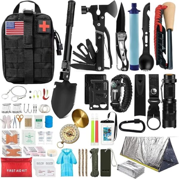 Emergency Survival Kit and First Aid Kit for Outdoor, Professional Outdoor Tools for Camping, Outdoor, Adventure, Hiking and Hunting, Survival Gear with Molle System - Image 2