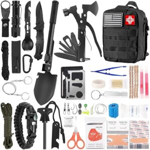 Survival Kit and First Aid Kit, 142Pcs Professional Survival Gear and Equipment with Molle Pouch, for Men Dad Husband Who Likes Camping Outdoor Adventureâ¦