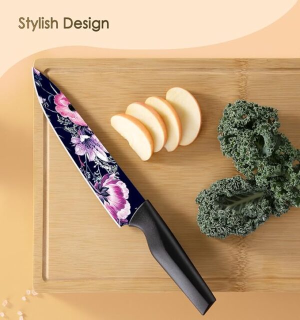 Astercook Knife Set, 12-Piece Flower Kitchen Knives Sets with Blade Guards, Dishwasher Safe, German High Carbon Stainless Steel, Perfect Gifts for Kitchen - Image 5