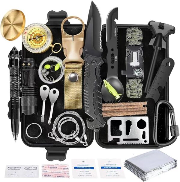 Survival Kit 35 in 1, First Aid Kit, Survival Gear, Christmas Birthday Gifts for Men Boyfriend Him Husband Camping, Hiking, Hunting, Fishing1 - Image 2