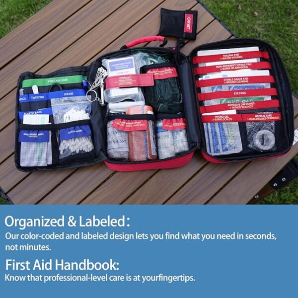 Comprehensive First Aid Kit -Labeled Compartments for Trauma & Emergencies, Compact Emergency Kits for Car, Boats, Camping, Hurricanes and Outdoor Emergencies Survival -265 Piece - Image 11