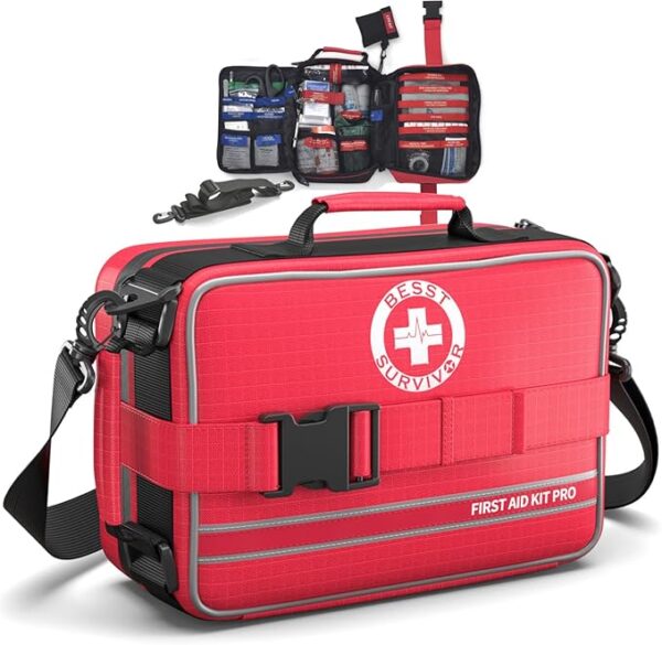 Comprehensive First Aid Kit, Premium Emergency Trauma Kits with Shoulder Strap for Car Camping Gear, Labelled Compartments Survival Kit, Home Essentials, Outdoor Emergency Medical Supplies -324 Piece - Image 2