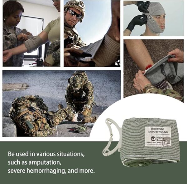 RHINO RESCUE 6" Israeli Style Emergency Bandage, Compression Trauma Wound Dressing, Medical Sterile Vacuum Sealed, Combat Tactical First Aid Kit IFAK Supplies, 5 Count - Image 6