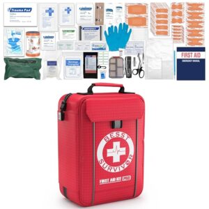 Comprehensive First Aid Kit -Labeled Compartments for Trauma & Emergencies, Compact Emergency Kits for Car, Boats, Camping, Hurricanes and Outdoor Emergencies Survival -265 Piece