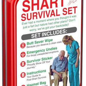 Shart Survival Set - Funny Gag Gift 2024 Boyfriend Gifts Includes Disposable Underwear, Hazmat Bag, Wet Wipe and More! Unique Stocking Suffers for Men Birthday Husband Teens Potty Humor Prank Him Fart