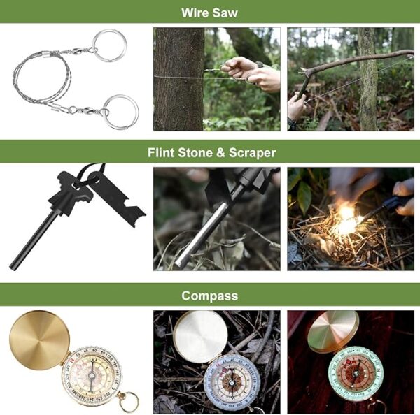 Survival kits 17 in 1, Emergency Survival Gear and Equipment, Cool Gadgets for Men Camping Fishing Hunting Outdoor - Image 6