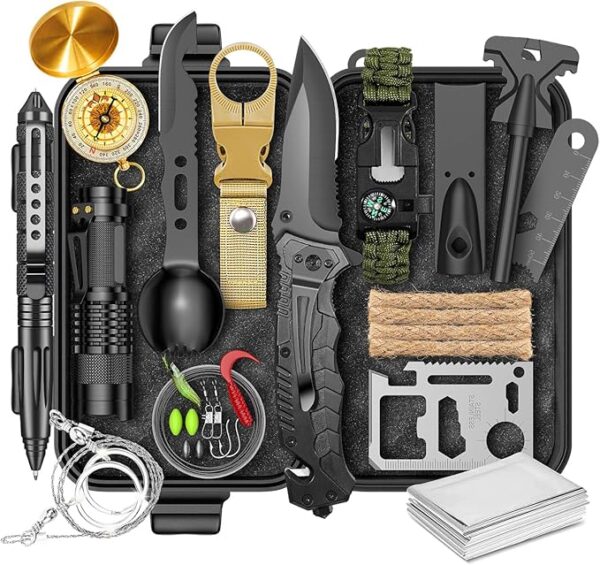 Gifts for Men Him Dad, Survival Kit and Equipment 25 Pcs, Valentines Gifts for him, Christmas Stocking Stuffers,Camping Essentials, Survival Gear, Cool Gadgets for Men - Image 2