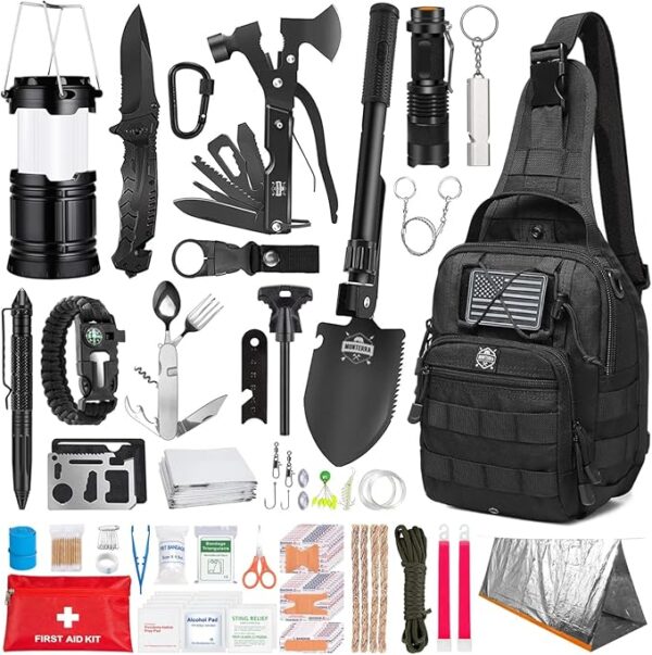 Monterra Survival Kit, 265 Pcs, Emergency Gear and Supplies, First Aid, Bug Out Go Bag, EDC, Molle System Backpack, Hiking, Camping, Outdoor Accessories, Hunting Gifts for Men. - Image 2