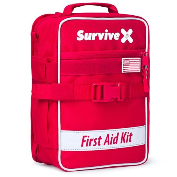 Large First Aid Kit for Car, Travel & Home - Emergency Kit for Hiking, Camping, Backpacking and Outdoors - Includes Zip Stitch Wound Closure Strips - FSA HSA Approved