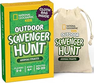 National Geographic - Outdoor Scavenger Hunt Card Game for Kids 4 & Up - Fun Summer & Outside Activity - Gifts for Boys & Girls Ages 4, 5, 6, 7, 8, 9