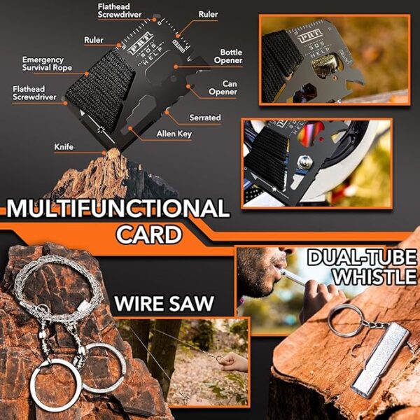 Dusor Fatherâs Day Mens Gifts from Daughter Son Wife, Survival Kit 21 in 1 Gifts for Men, Anniversary Birthday Gift for Men, Fatherâs Day Gift for Godfather Dad Boyfriend Husband, Camping Essentials - Image 5