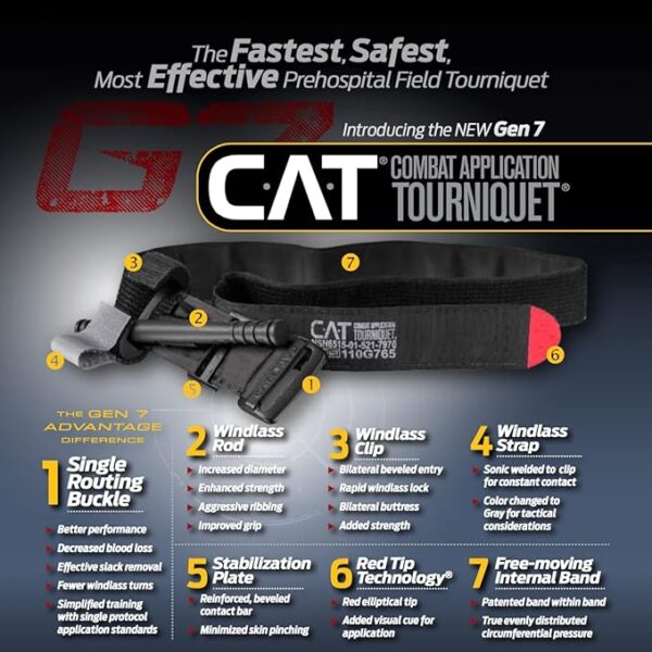 EVERLIT Advanced Emergency Trauma Kit, CAT GEN-7 Tourniquet Mil-Spec Nylon Laser Cut Pouch with 36" Splint, Military Combat Tactical IFAK for First Aid Response Bleeding Control - Image 3