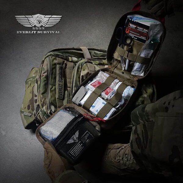 EVERLIT Advanced Emergency Trauma Kit, CAT GEN-7 Tourniquet Mil-Spec Nylon Laser Cut Pouch with 36" Splint, Military Combat Tactical IFAK for First Aid Response Bleeding Control - Image 5