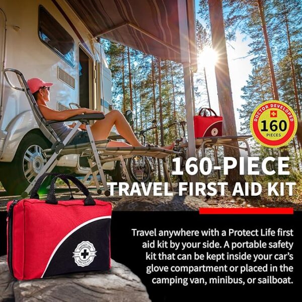 Protect Life Survival First Aid Kit for Home/Business, Camping Survival Kits | Mini Travel First Aid Kit | Camping Equipment | Small Kits for Car | Outdoor Emergency Survivals Pack - 160pcs - Image 5