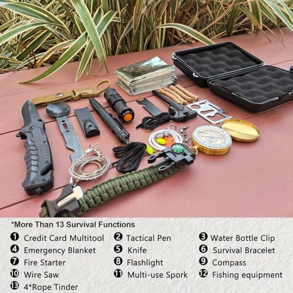 37 in 1 Survival Kit, Gifts for Men Dad Him Husband, Emergency Survival Gear, Fishing Hunting Birthday for Men, Survival Tools for Camping Essentials, Hunting, Hiking, Outdoor, Adventure - Image 5