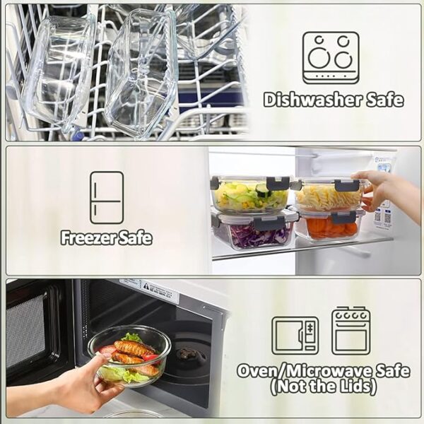 M MCIRCO 30 Pieces Glass Food Storage Containers with Snap Locking Lids,Glass Meal Prep Containers Set - Airtight Lunch Containers, Microwave, Oven, Freezer and Dishwasher - Image 5