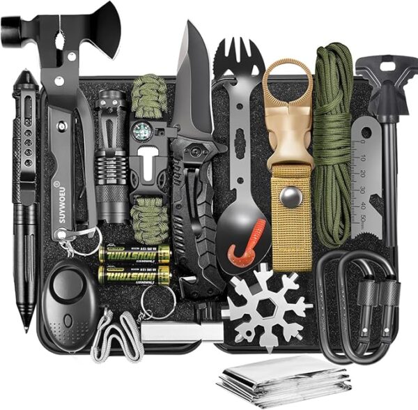 Gifts for Men Dad Husband Fathers Day, Survival Gear and Equipment kit 21 in 1, Professional Cool Gadgets Stuff Tactical Tool, Gift Ideas for Him Son Daughter Emergency Hunting Outdoors Camping Hiking - Image 2