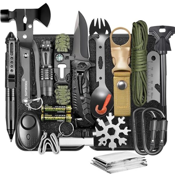 Gifts for Men Dad Husband Fathers Day, Survival Gear and Equipment kit 21 in 1, Professional Cool Gadgets Stuff Tactical Tool, Gift Ideas for Him Son Daughter Emergency Hunting Outdoors Camping Hiking