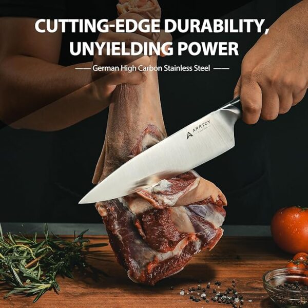 Knife Set with Block - 15 Pieces Kitchen Knife Set with Sharpener - Knife Block Set High Carbon Stainless Steel Ultra Sharp Blades - Triple Rivet Ergonomic Handle - Dishwasher Safe Chef Knife Set - Image 5