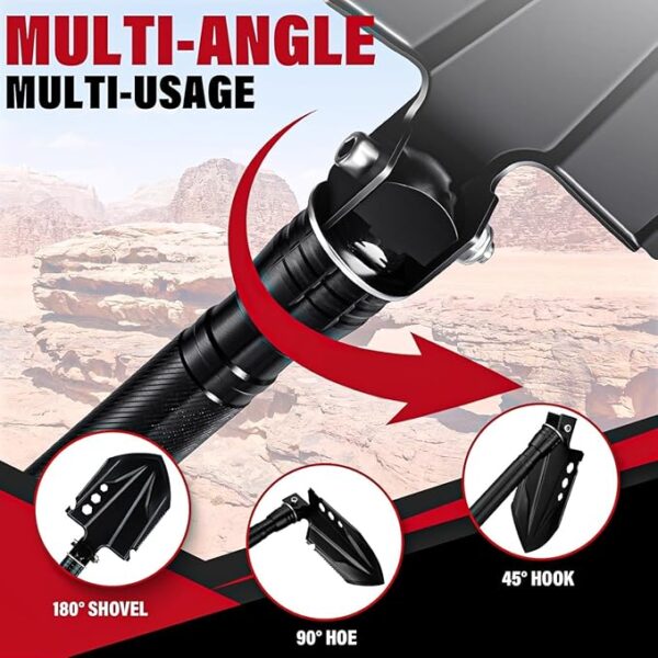 Golden Bird Survival Shovel Set - Multi-Tool Folding Camping Shovel with Carrying Case for Outdoor, 30 Inch Lengthened Handle Tactical Shovels, Off-Road, Gardening, Beach, Sand & Snow, Car Emergency - Image 6