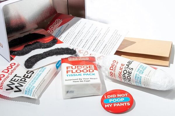 Shart Survival Kit - 7 Items - Emergency Poop Prank Gag Gift. Includes Wet Wipes, Disposable Underwear, Hilarious Badge, More. Stinky Novelty Accident Fart Joke for Dad, Husband, Adults - Image 4