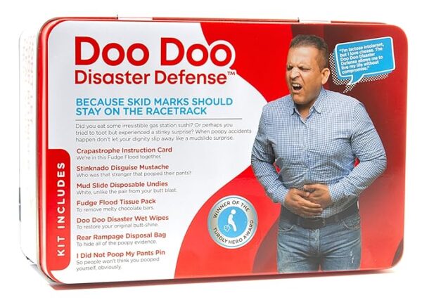 Shart Survival Kit - 7 Items - Emergency Poop Prank Gag Gift. Includes Wet Wipes, Disposable Underwear, Hilarious Badge, More. Stinky Novelty Accident Fart Joke for Dad, Husband, Adults