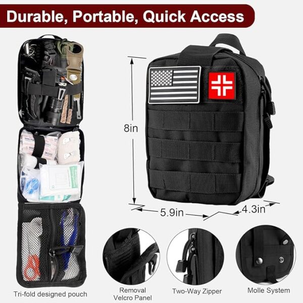 Gifts for Father's Day Men - 118-in-1 Survival Kits - Military-Grade Survival Gear for Outdoor Adventures, Disaster Preparedness, Car/Home/Office Emergency Kit with First Aid Supplies - Image 11