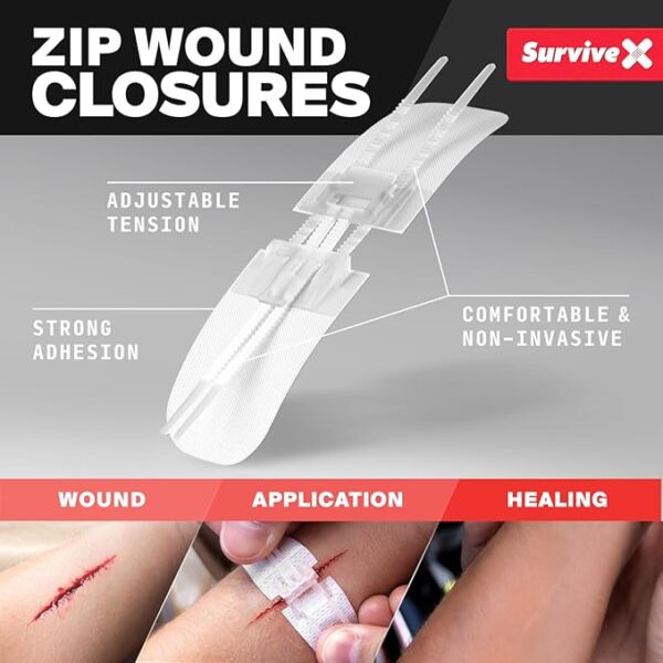 Large First Aid Kit for Car, Travel & Home - Emergency Kit for Hiking, Camping, Backpacking and Outdoors - Includes Zip Stitch Wound Closure Strips - FSA HSA Approved - Image 6