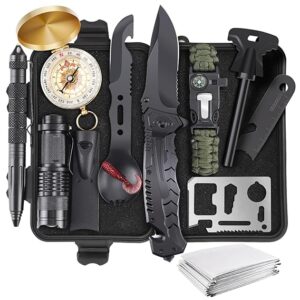 Survival Kits, Gifts for Christmas Men Dad Husband Him, 13 in 1 Survival Gear and Equipment Tactical Tools for Camping Hiking Hunting Outdoor Adventure, Cool Birthday Idea