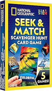 National Geographic Scavenger Hunt for Kids Card Game - Seek & Match Objects from 40 Jumbo-Sized Cards, Camping Games, Activities for Toddlers, Car Game, Kids Outdoor Activities, Stocking Stuffers