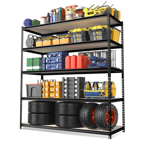 WORKPRO 5-Tier Metal Garage Shelving, 48âW x 24âD x 72âH, Adjustable Storage Rack, Heavy Duty Shelf with Particle Board, 2500 lbs Load Capacity (Total) for Garage, Basement, Warehouse, Kitchen