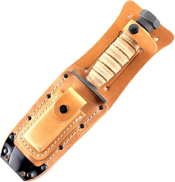 Ontario Knife Company 499 Air Force Survival Knife 5" Sawback Blade with False Top Edge and Blood Grooves, Natural Leather Handle and Sheath - 6150 (Color May Vary),Black - Image 7