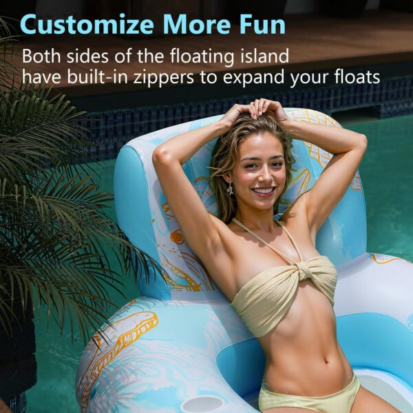 Inflatable Pool Floats Adult, Pool Lounger Float with 300LBS Weight Capacity, Pool Chair Float with Cup Holder, Headrest and Footrest for Swimming Pool, Lake, River Floating - Seahorse - Image 2