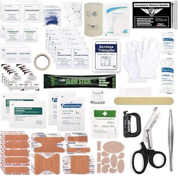 Everlit 180 Pieces Tactical First Aid Kit IFAK Molle EMT Pouch Outdoor Camping Emergency Kits for for Camping Boat Hunting Hiking Home Car Earthquake and Adventures - Image 6
